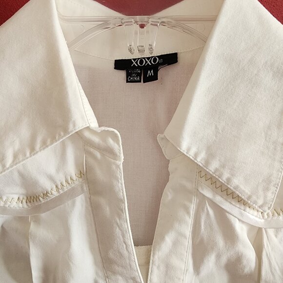 XOXO Y2K White Satin Trim Vintage Style Sleeveless Button Top Women's Size M - Picture 14 of 16